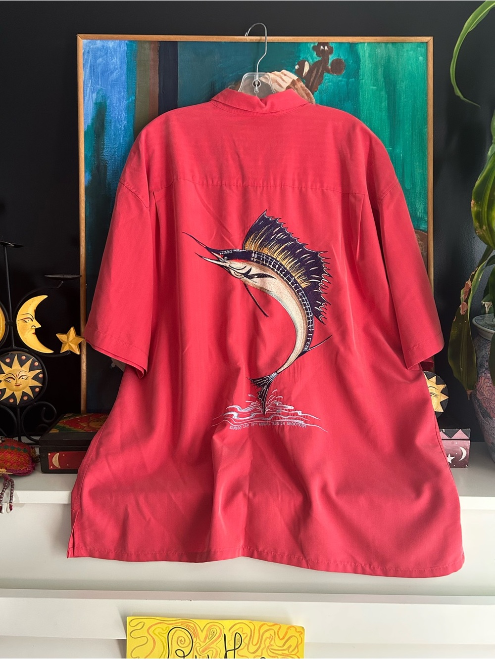 Bamboo Cay XL Embroidered Marlin Sailfish Shirt Y2K Hawaiian Fishing